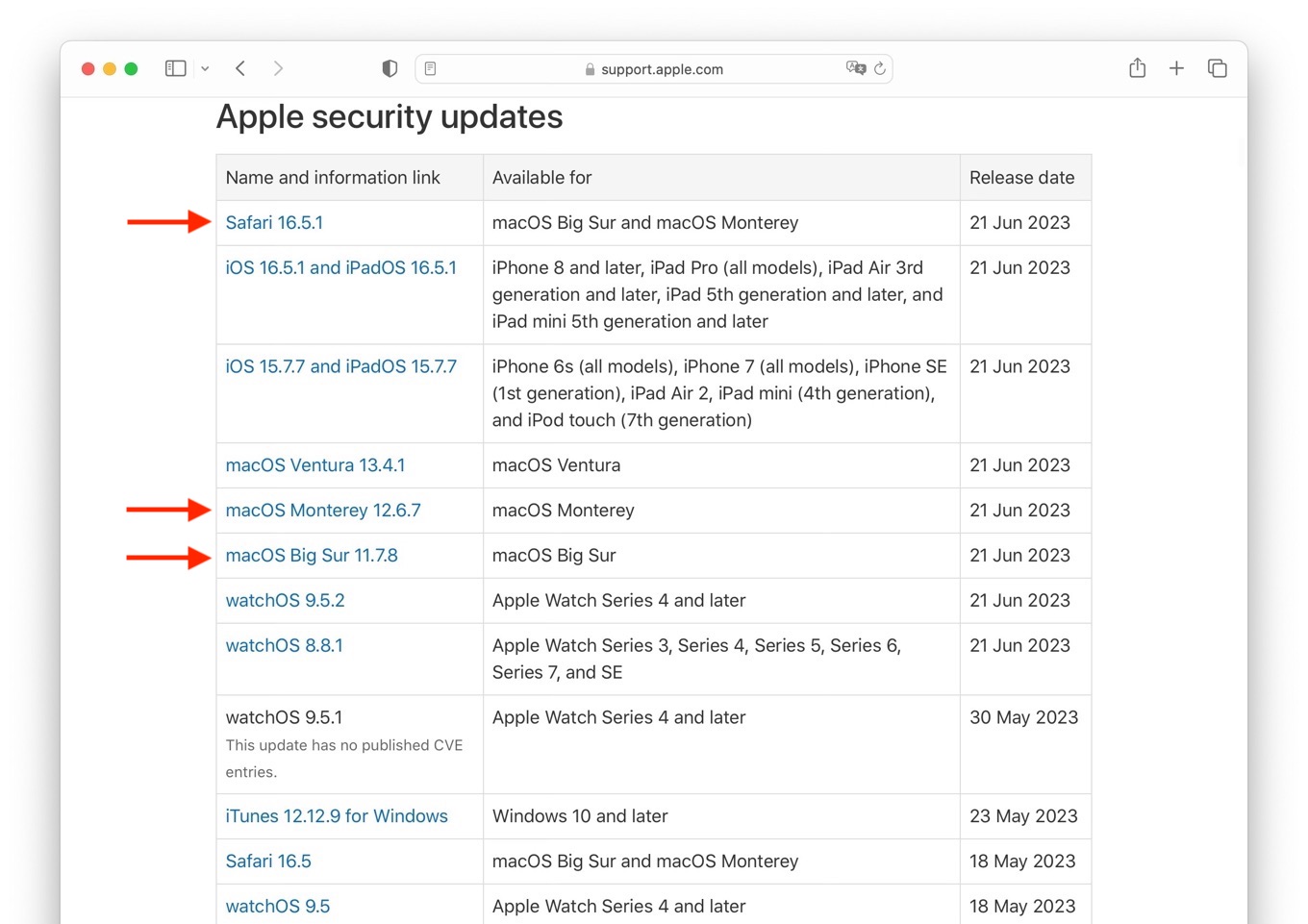 Apple security updates 21 June 2023