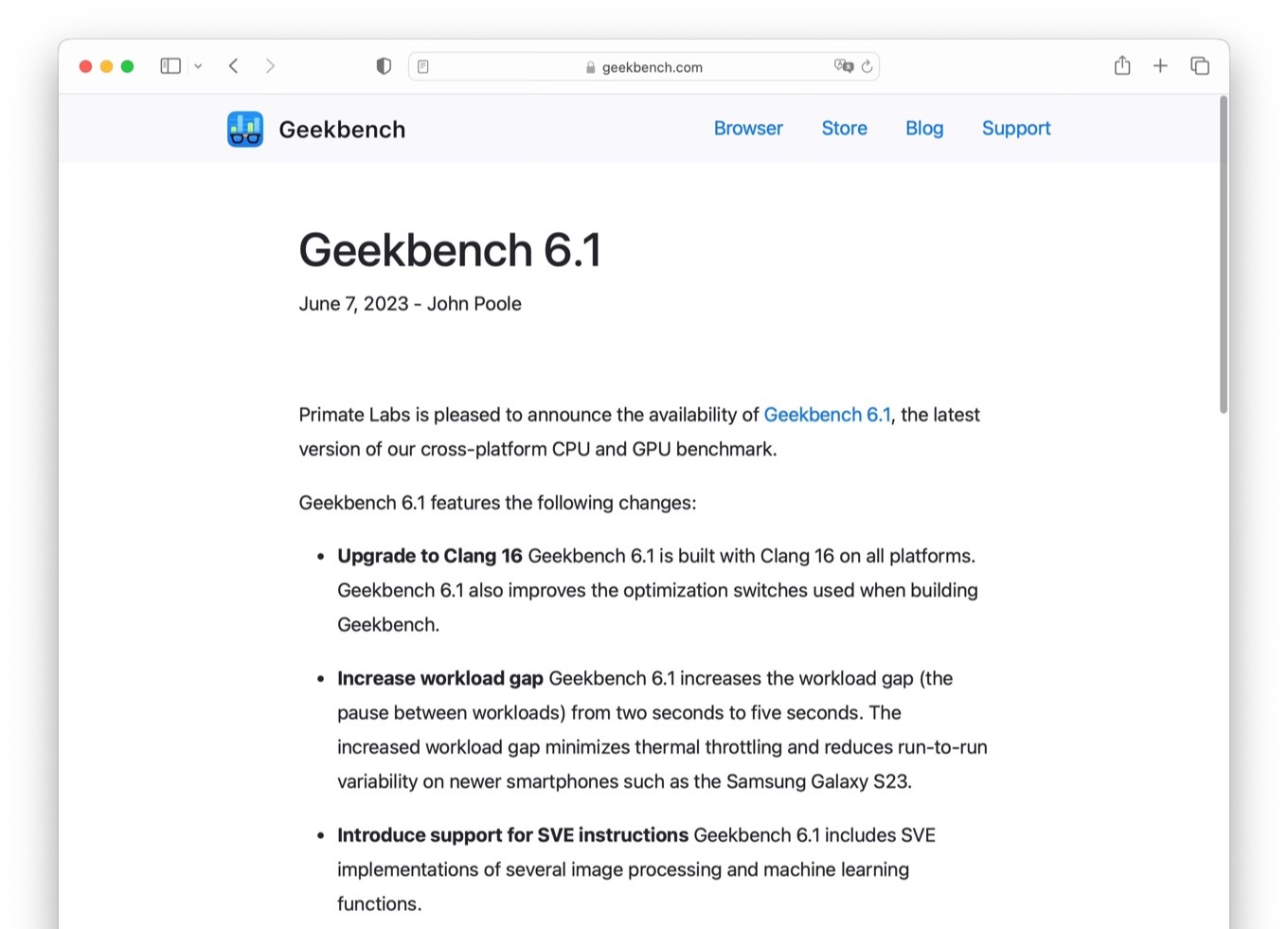 Geekbench v61 update