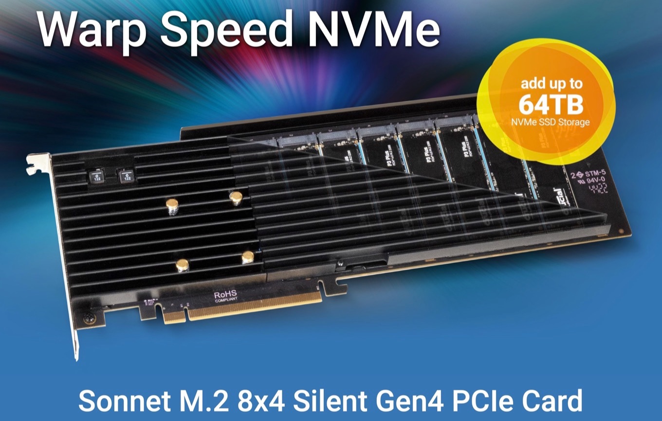 Sonnet M.2 8x4 Silent Gen4 PCIe Card