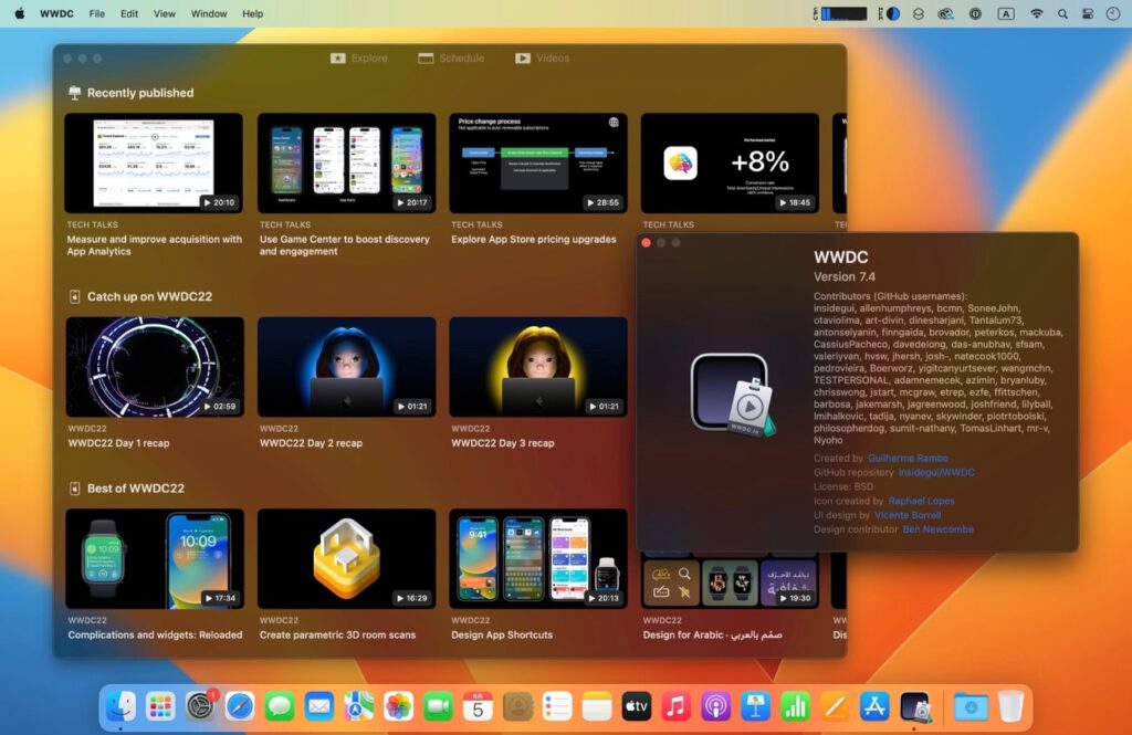 Apple非公式のwwdc視聴アプリ「wwdc For Macos」が新しいexploreタブを搭載しwwdc23とshareplayに対応。