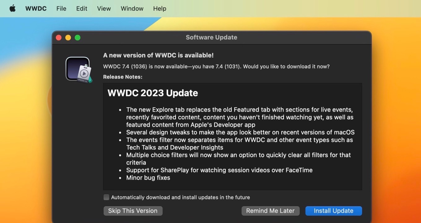 WWDC for macOS WWDC 2023 Update