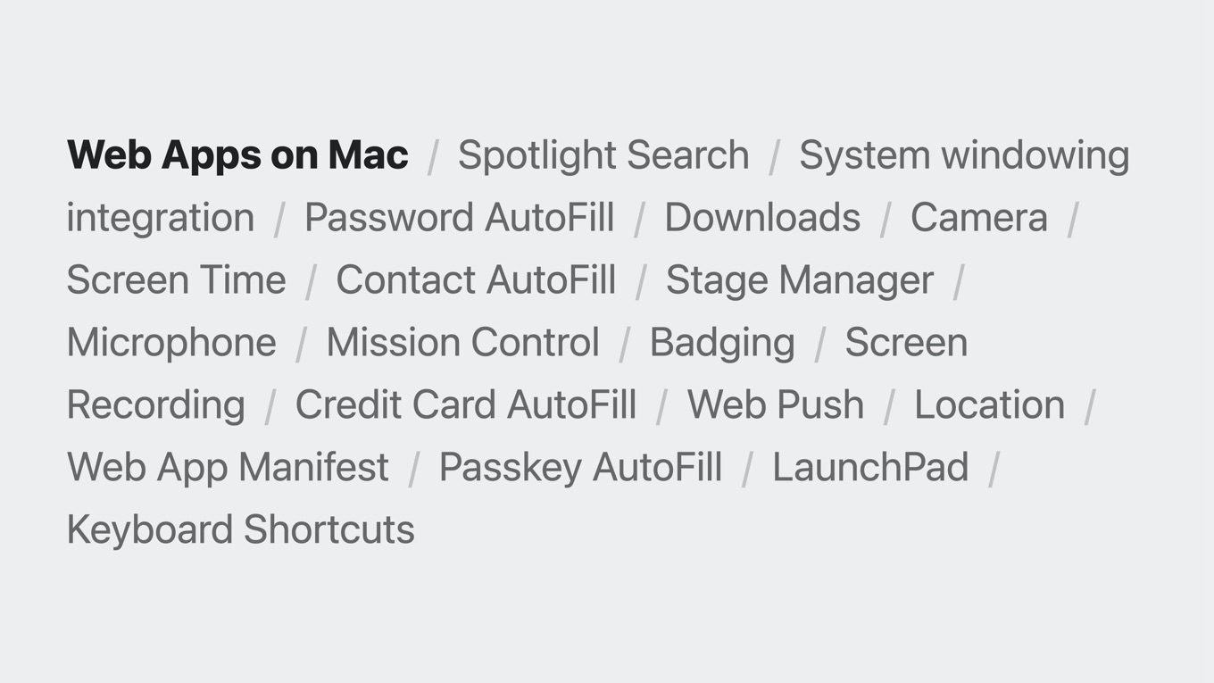 Web Apps for macOS 14 Sonoma features