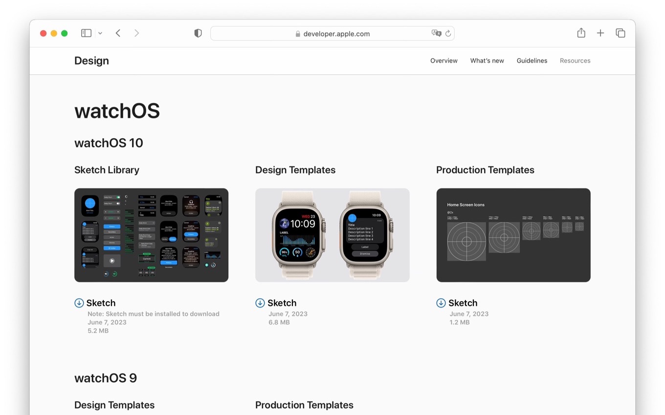 watchOS 10 Design Templates