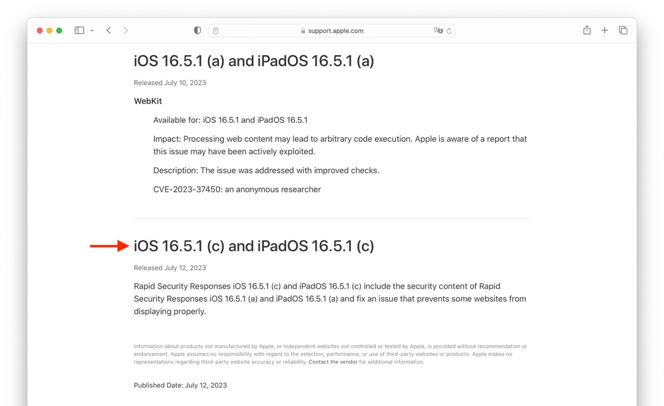 About Rapid Security Responses for iOS 16.5.1 (c)