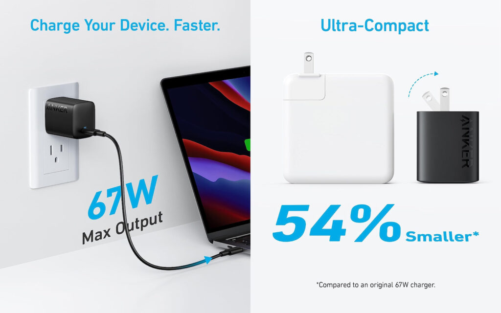 米Anker、最大67W出力でMacBook Proも充電可能な単ポートUSB急速充電器「Anker 315 Charger (67W)」を発売。