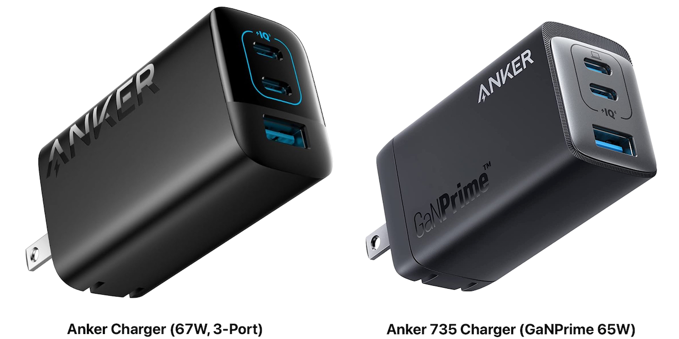 Anker Charger (67W, 3-Port)とAnker 735 Charger (GaNPrime 65W)