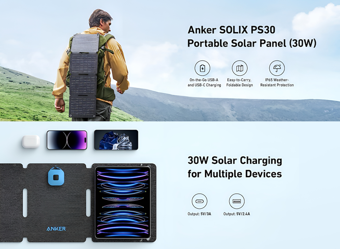 Anker SOLIX PS30 Portable Solar Panel (30W)