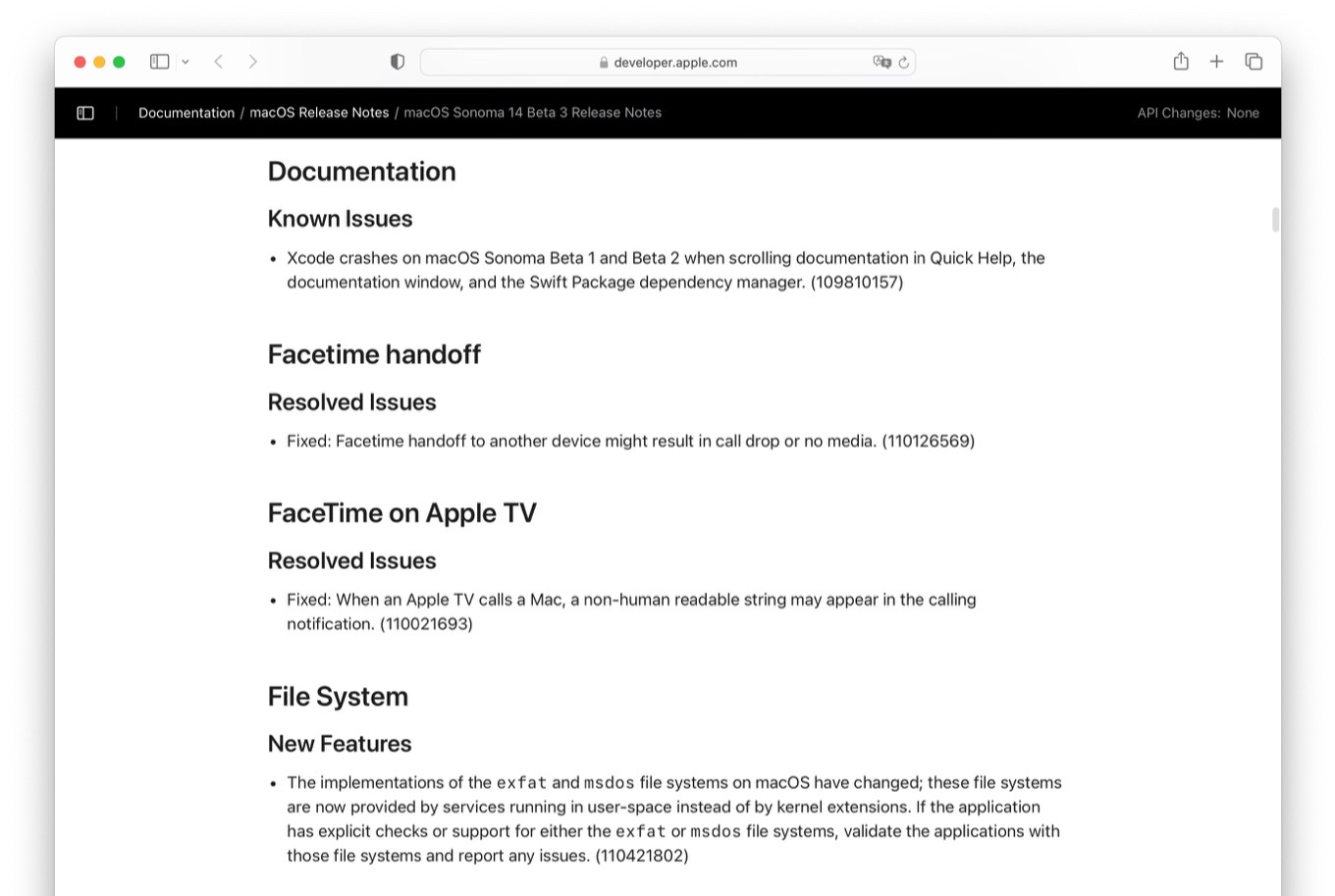 macOS Sonoma 14 Beta Release Notes beta 3