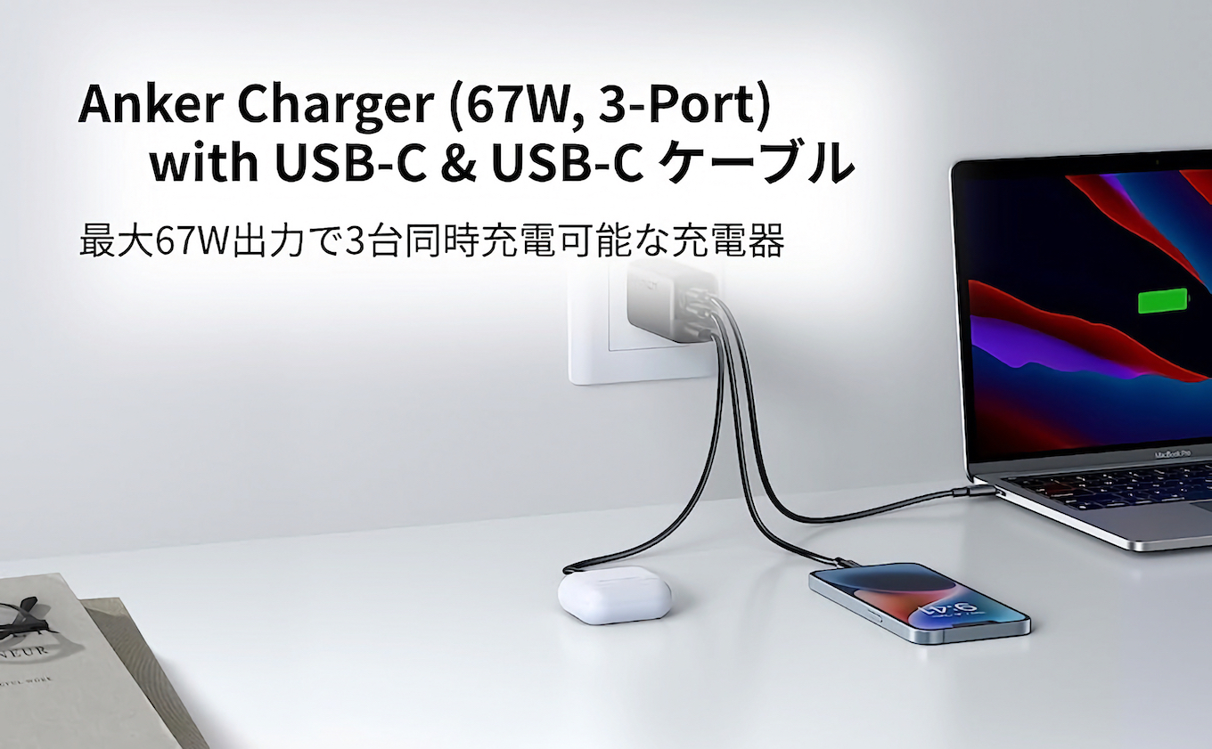 Anker Japan、最大67W出力でPPSにも対応したUSB充電器「Anker Charger