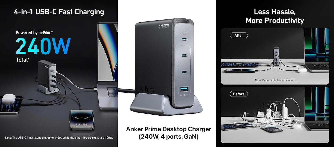 Anker Prime 240W GaN Desktop Charger (4 Ports)