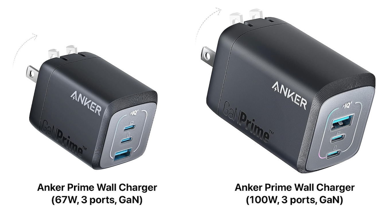 Anker Prime Wall Charger (67W, 3 ports, GaN)とAnker Prime Wall Charger (100W, 3 ports, GaN)