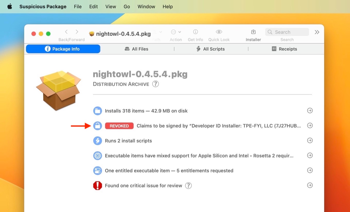 Apple has revoked NightOwl developer TPE FYI LLC