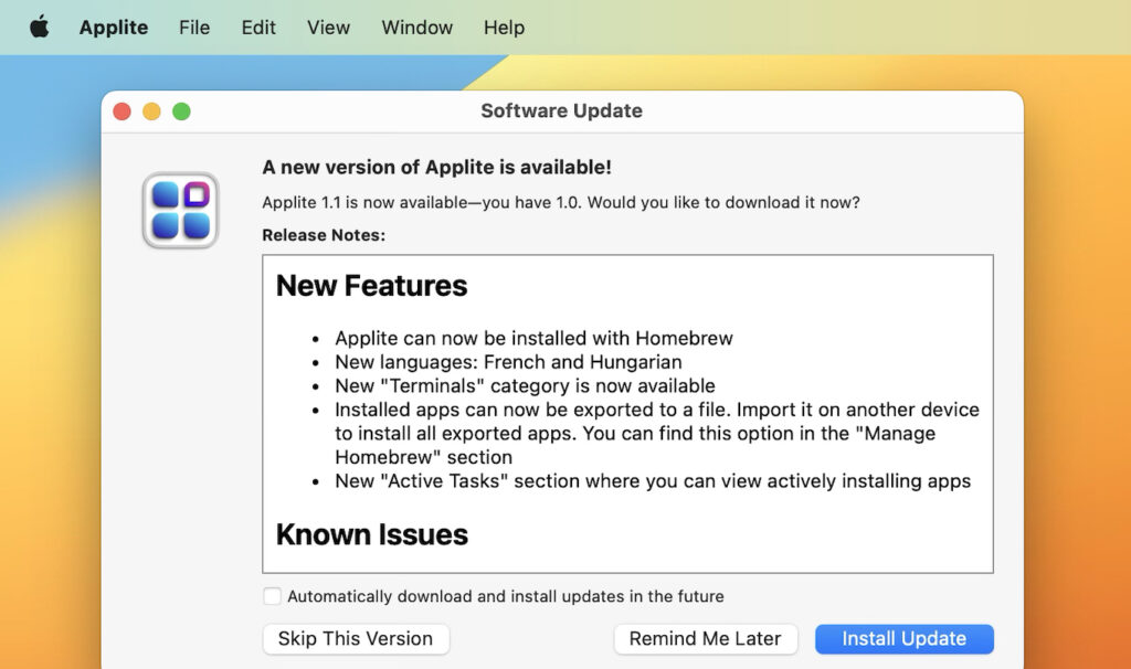 Homebrew CaskアプリをGUIで管理できる「Applite」がbrewでのインストールや、インストールしたアプリのリストの