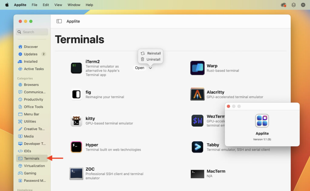Homebrew CaskアプリをGUIで管理できる「Applite」がbrewでのインストールや、インストールしたアプリのリストの