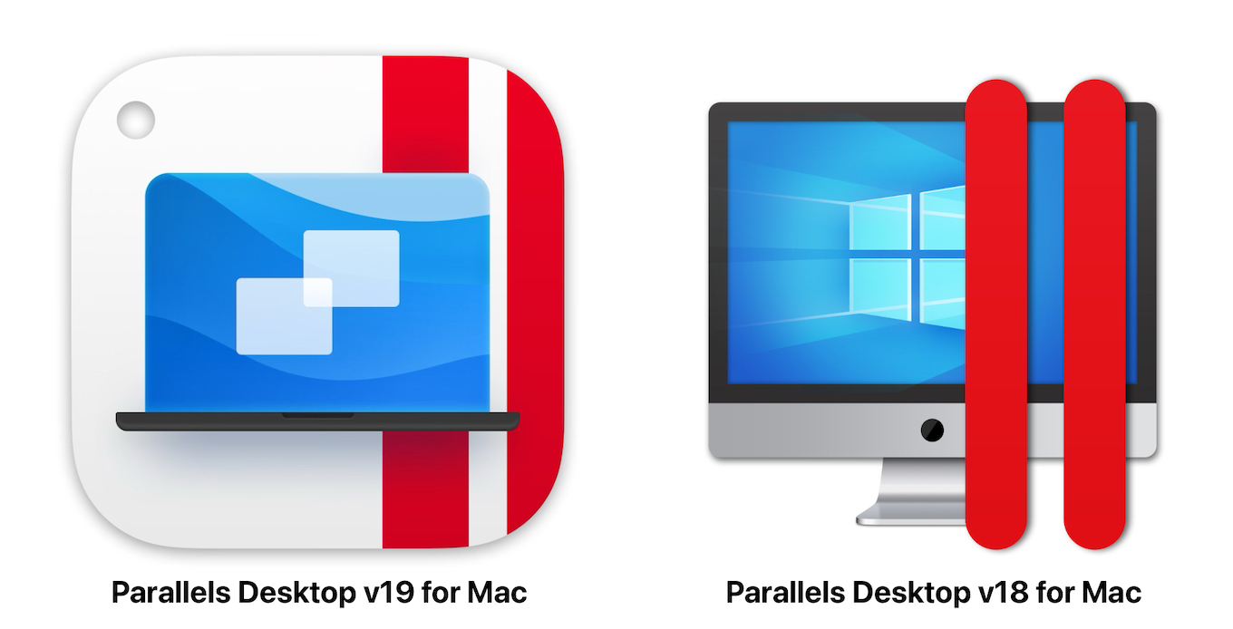 Parallels Desktop v19とv18のアイコン