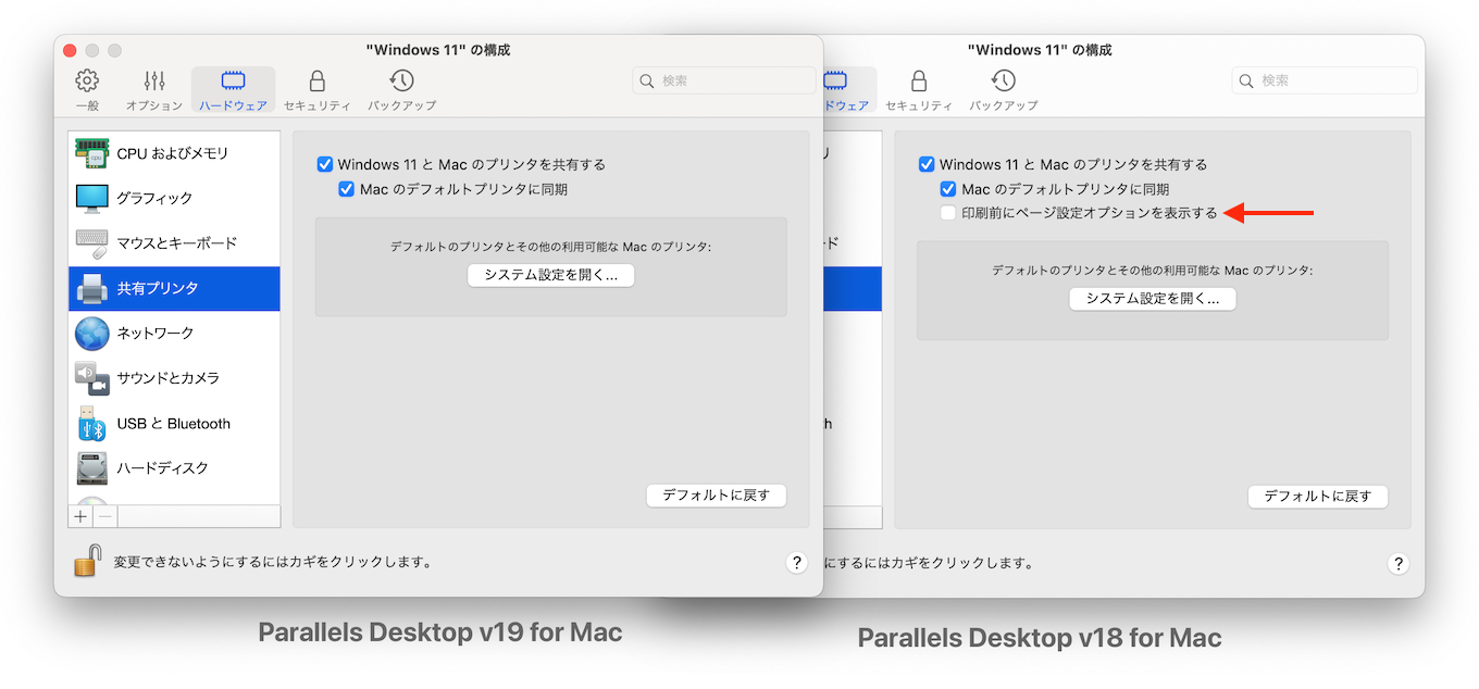 Parallels Desktop v19 for MacでInternet Printing Protocol