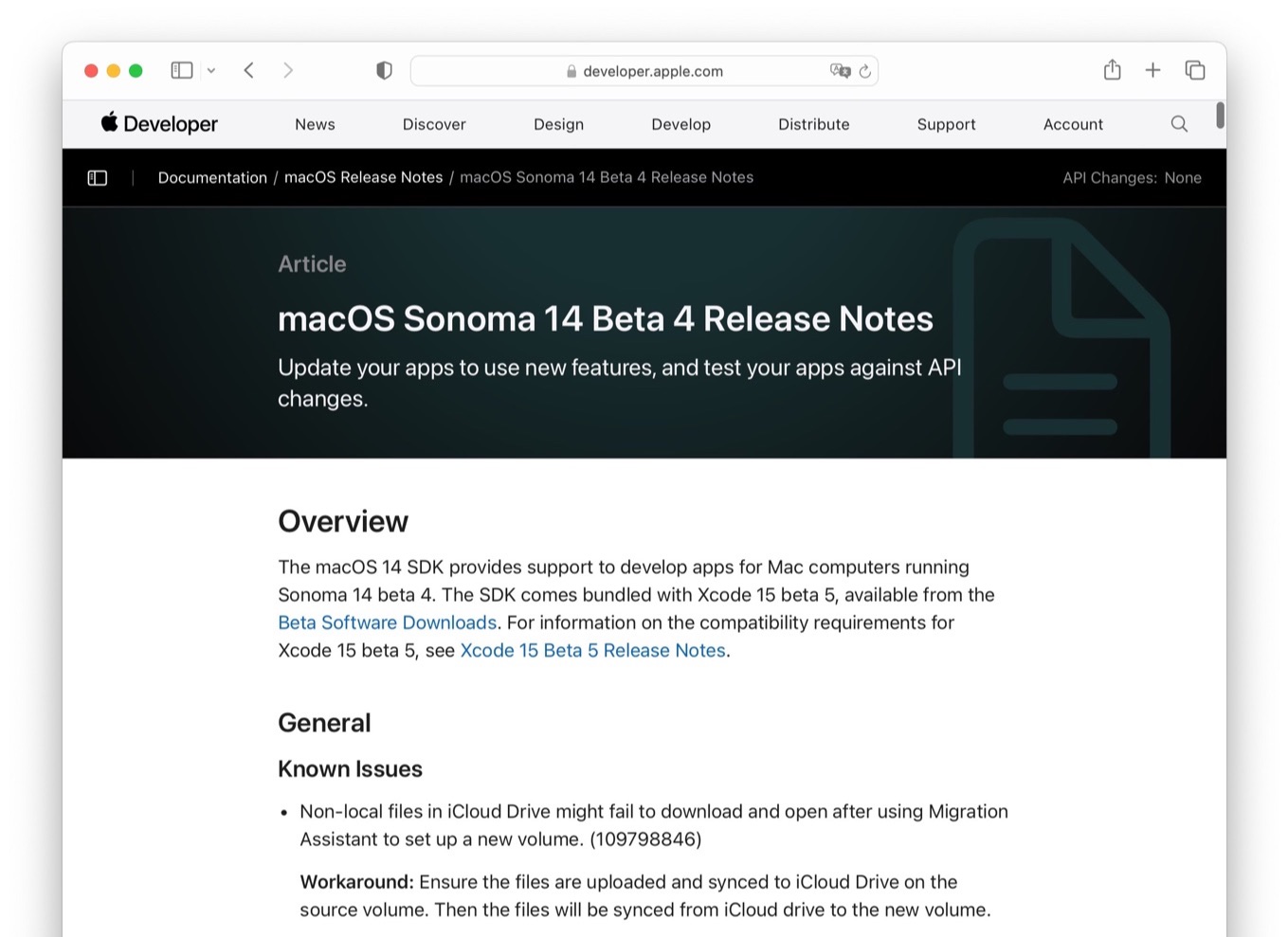 macOS Sonoma 14 Beta 4 Release Notes