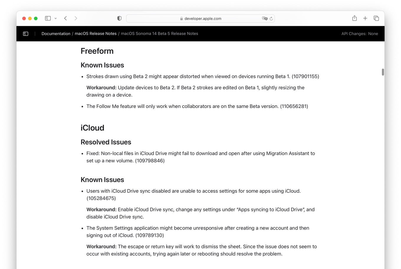 macOS Sonoma 14 Beta 5 Release Notes