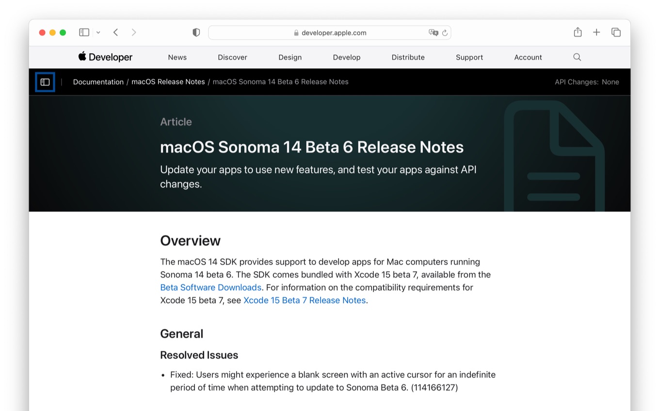 macOS Sonoma 14 Beta 6 Release Notes