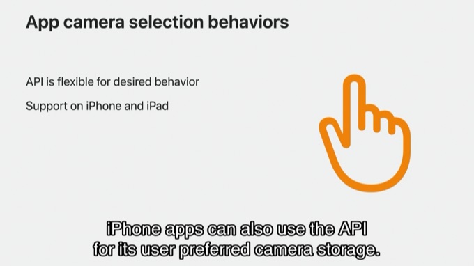 While only iPad supports external cameras, iPhone apps can also use the API for its user preferred camera storage. 