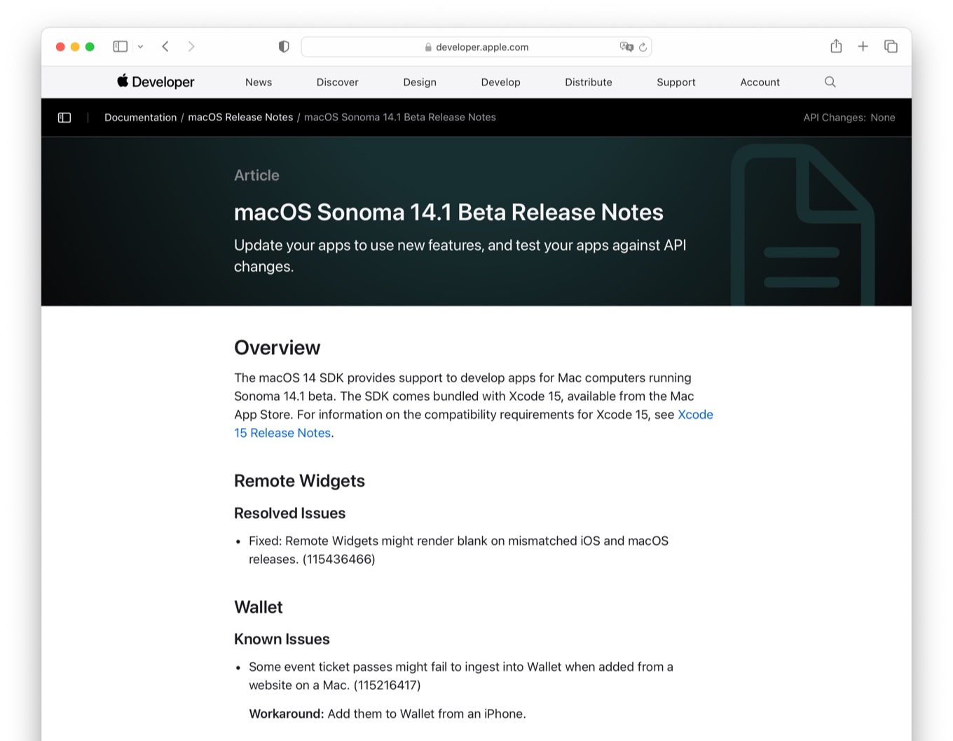 macOS Sonoma 14.1 Beta Release Notes
