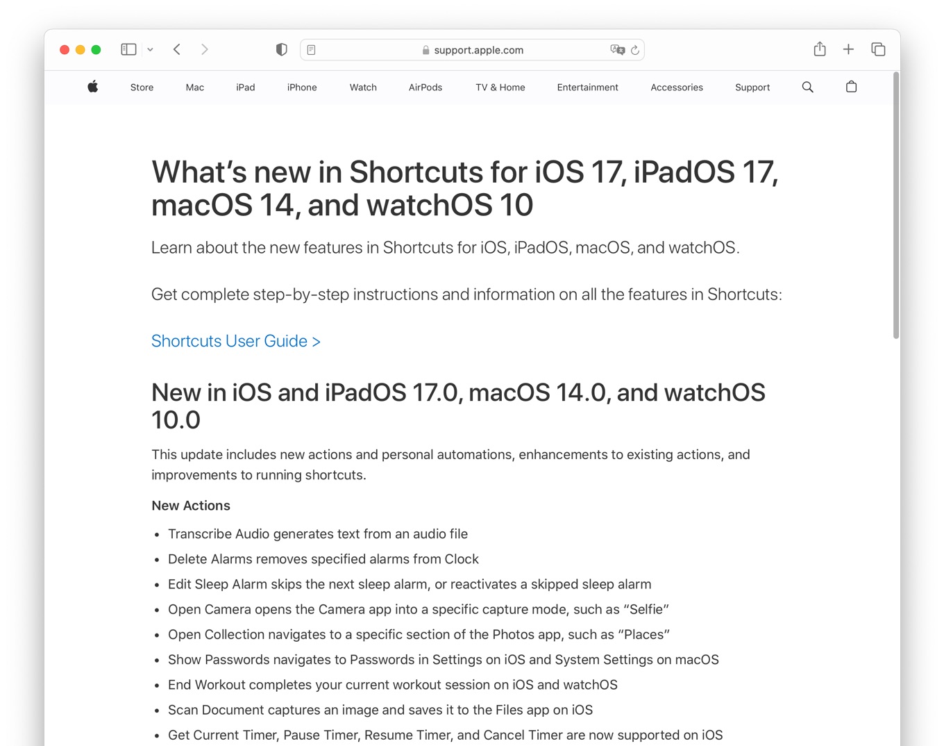 What’s new in Shortcuts for iOS 17, iPadOS 17, macOS 14, and watchOS 10