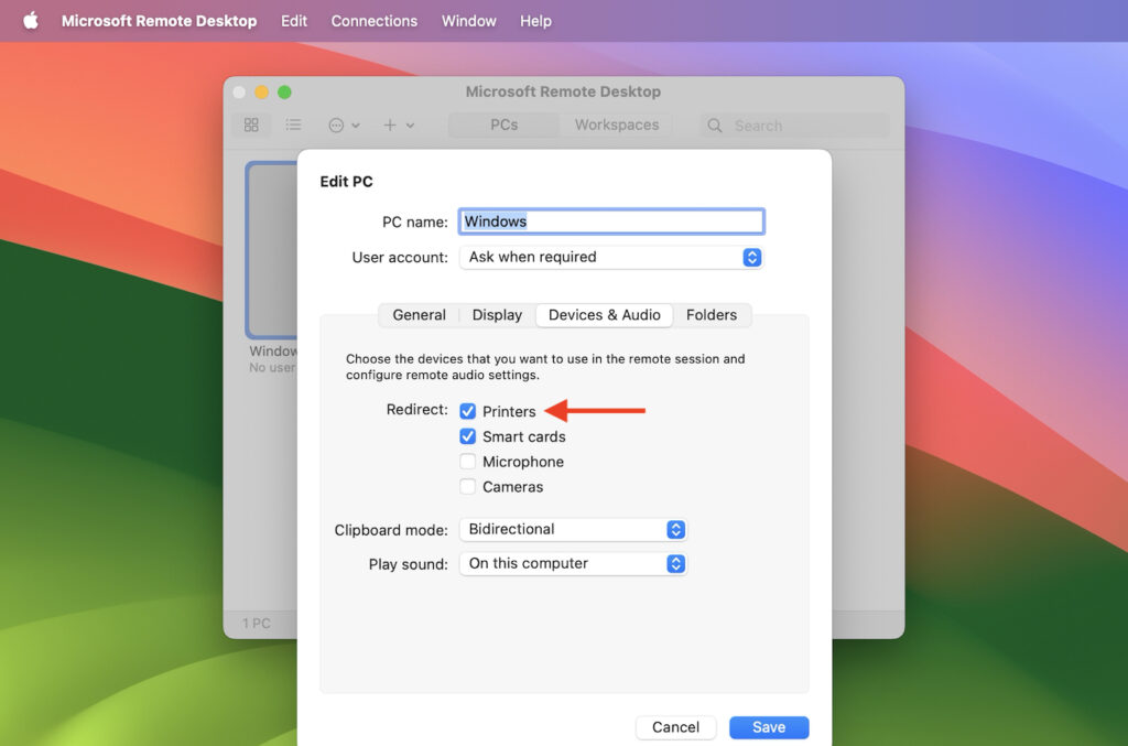 macOS 14 SonomaでPostScriptが削除されたことにより、プリンターのリダイレクトが使えなくなった不具合を修正した