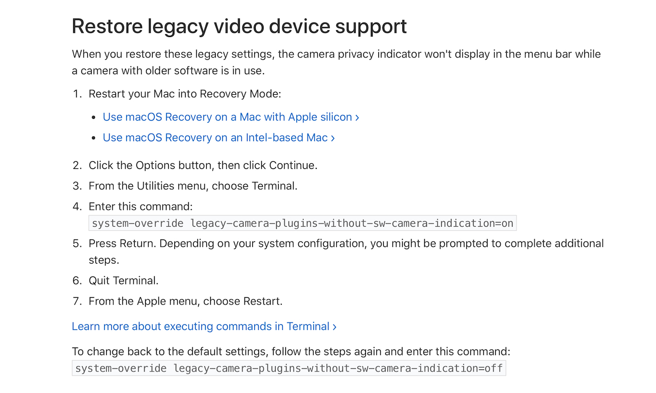 Restore legacy video device support