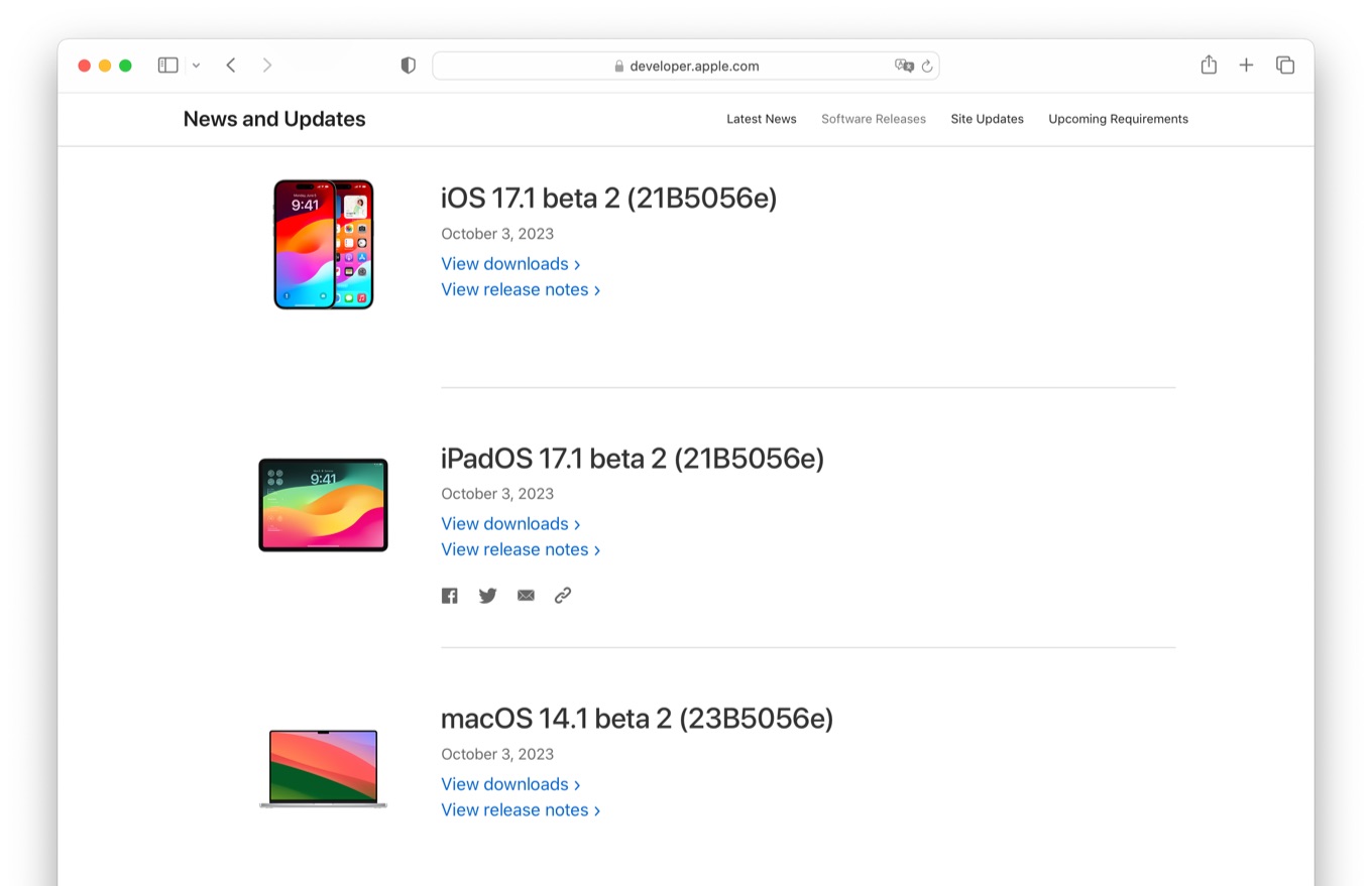 macOS 14 Sonoma iOS & iPadOS 17.1 Beta 3 Release Notes