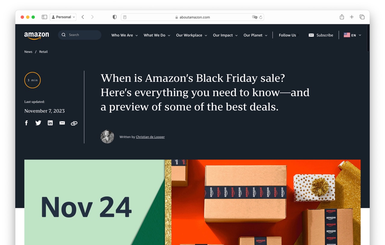米Amazon.comのブラックフライデーセール