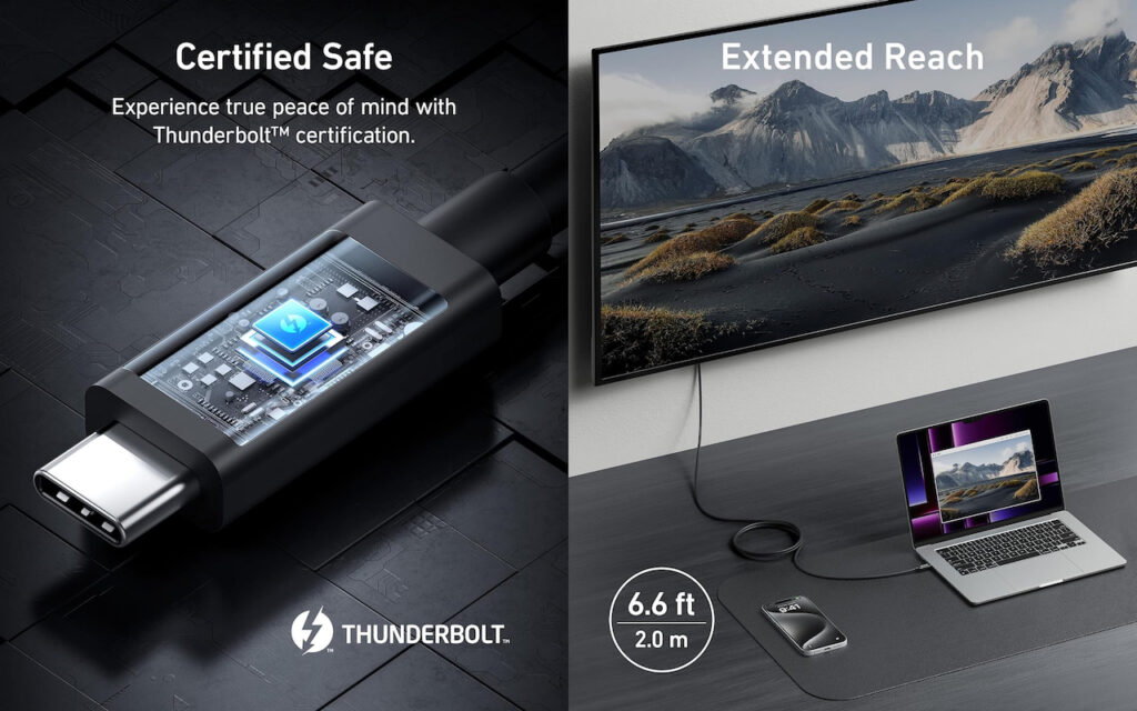 米Anker、長さ2mのThunderbolt 4ケーブル「Anker Thunderbolt 4 Certified Cable」を発売。