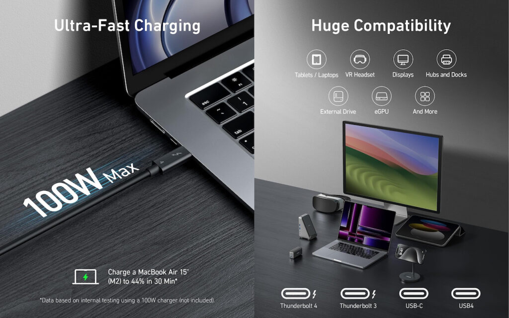 米Anker、長さ2mのThunderbolt 4ケーブル「Anker Thunderbolt 4 Certified Cable」を発売。