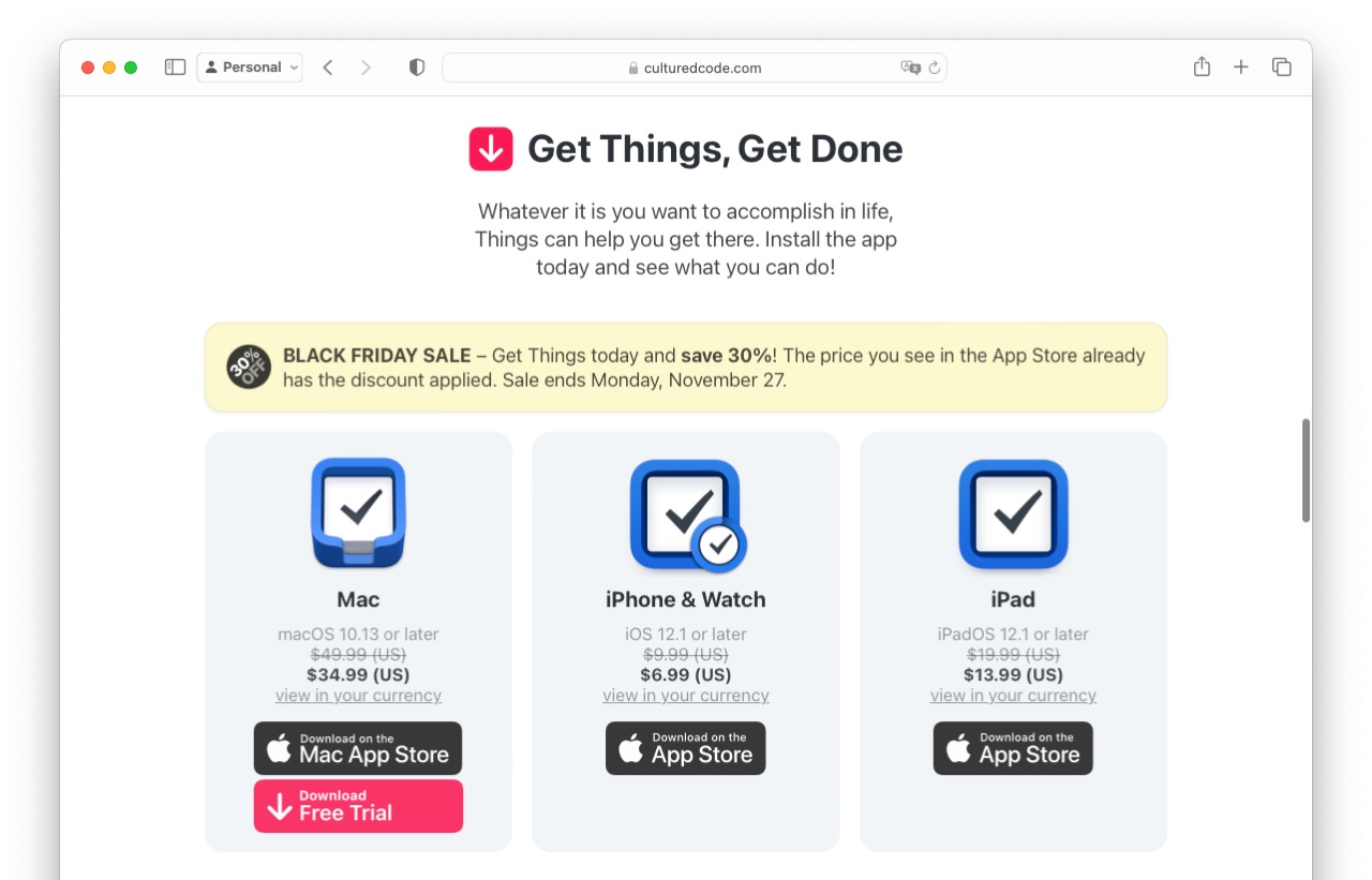 To-Do List for Mac and iOS Things Black Friday