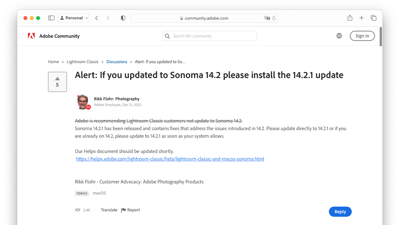 Sonoma 14.2.1 has been released and contains fixes that address the issues introduced in 14.2. 