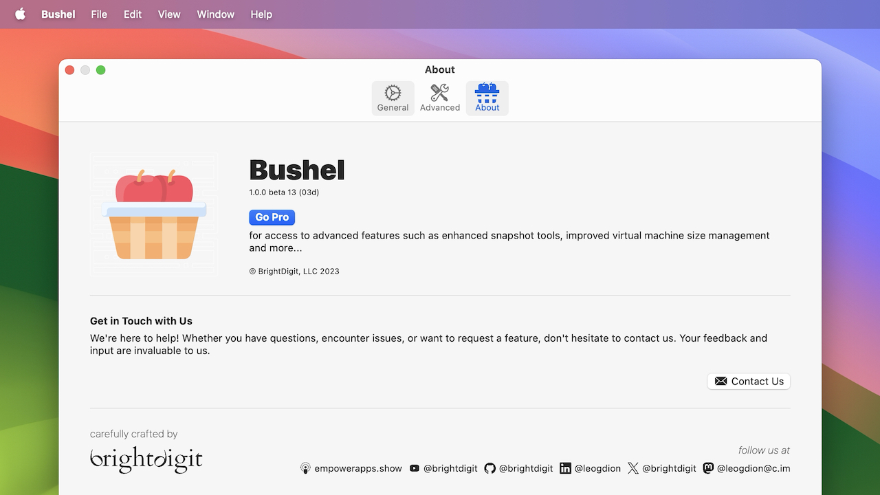 Bushel Dev App for Testing VM Snapshots