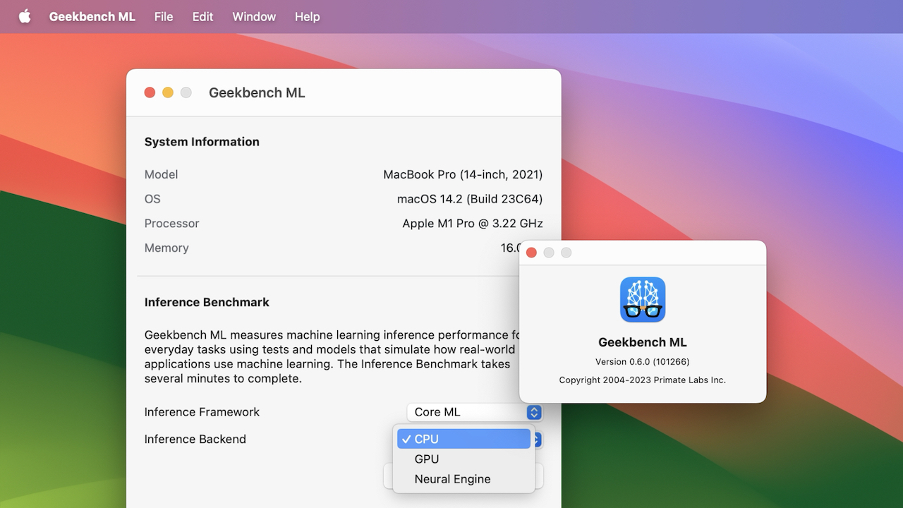 Geekbench ML 0.6 for macOS