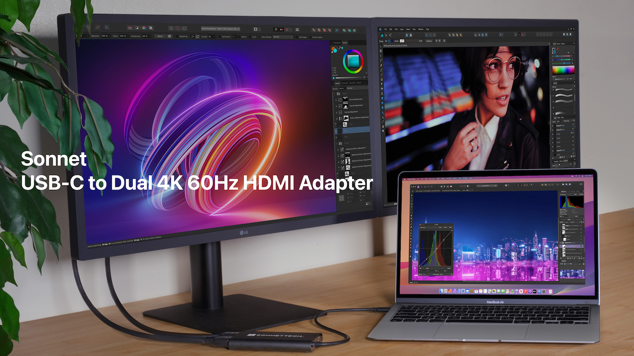 Sonnet USB-C to Dual 4K 60Hz HDMI Adapter
