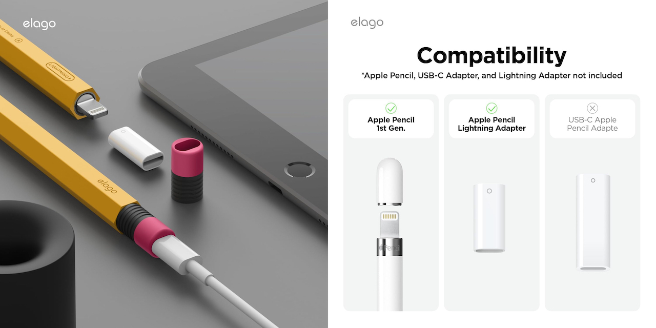 elago Classic Pencil Case for Apple Pencil 1st Gen and Lightning adapter