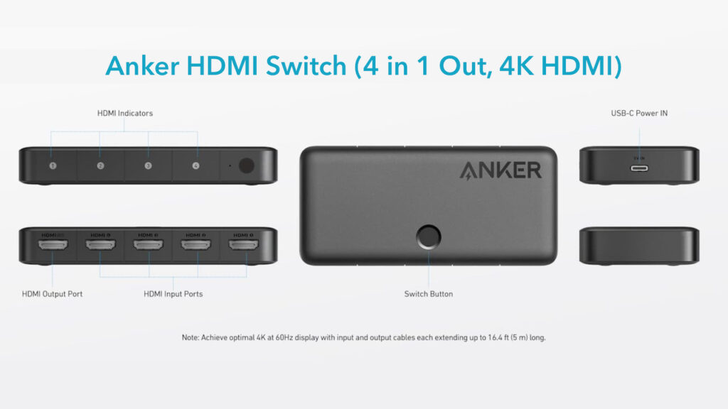 Anker 4K 60Hz 4 1 HDMI Anker HDMI Switch 4 In 1 anker 4k 60hz 4 1 hdmi anker hdmi switch 4 in 1
