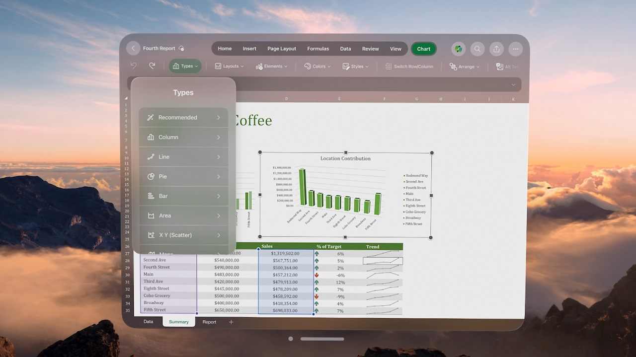 Microsoft 365 Excel for Vision Pro