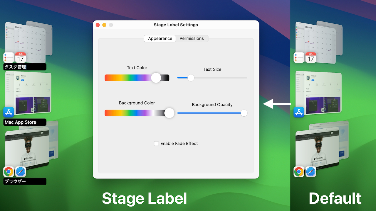 Stage Label for Stage Manager Mac