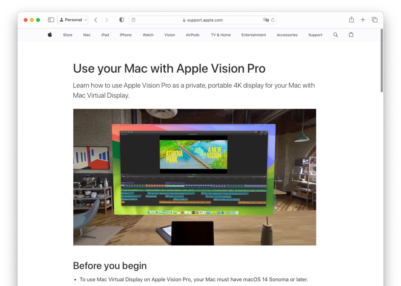 Use your Mac with Apple Vision Pro support