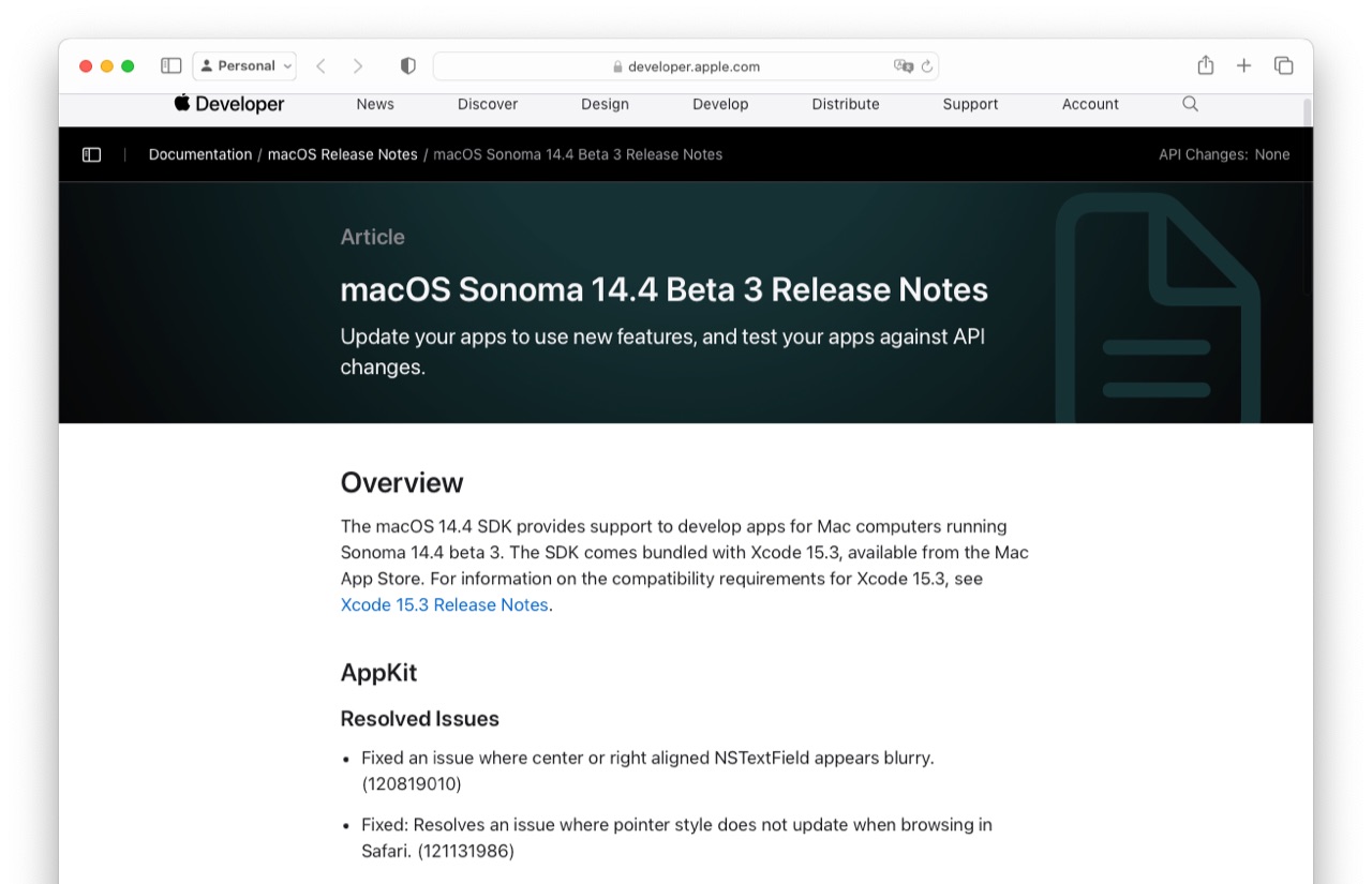 macOS Sonoma 14.4 Beta 3 Release Notes