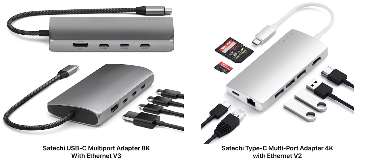 Satechi USB-C Multiport Adapter 8K With Ethernet V3とV2