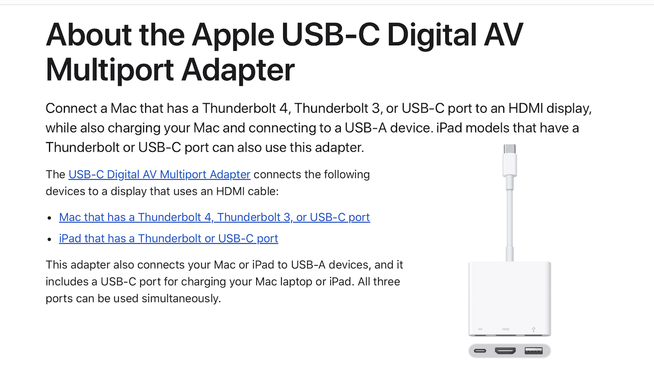 About the Apple USB-C Digital AV Multiport Adapter A1621 and A2119