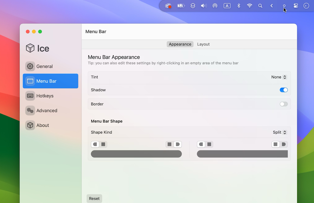 Ice Powerful menu bar manager for macOS