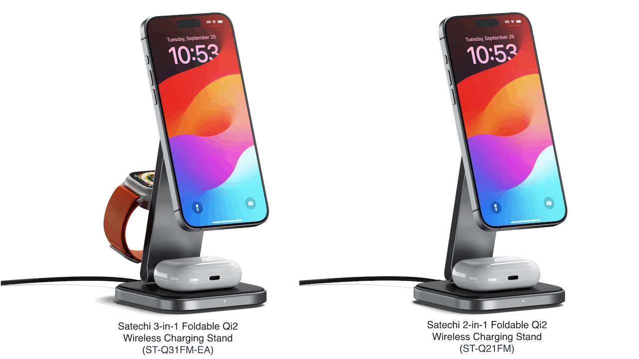 Satechi 3-in-1 and 2-in-1 Foldable Qi2 Wireless Charging Stand