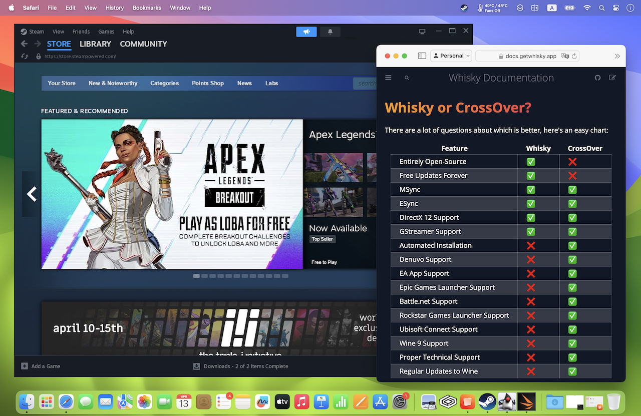 Steam for Windows on Whisky on Mac