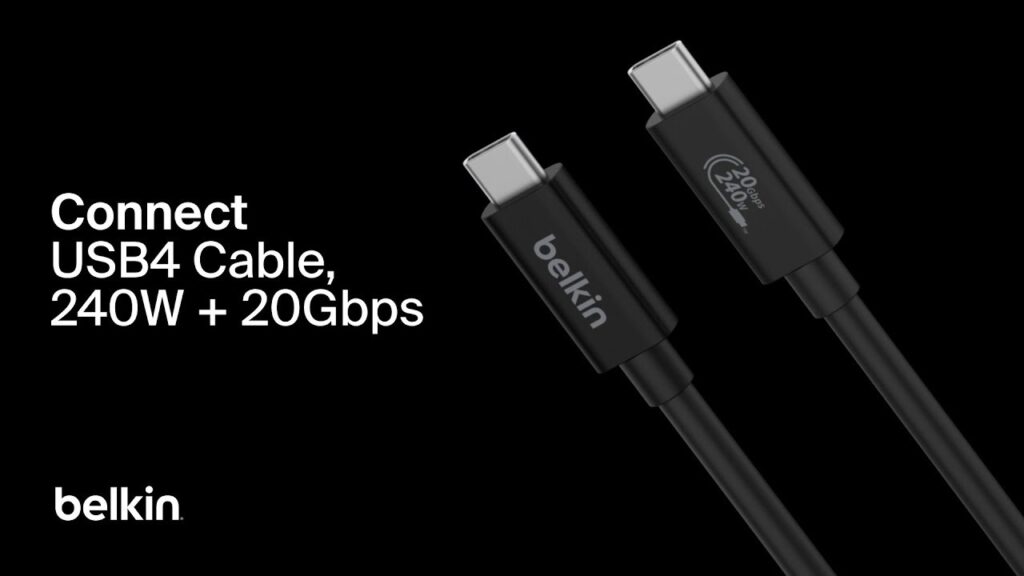 Belkin、最大240Wの電力供給と20Gbpsのデータ転送に対応した長さ2mのUSB4ケーブル「Belkin Connect USB4 ...