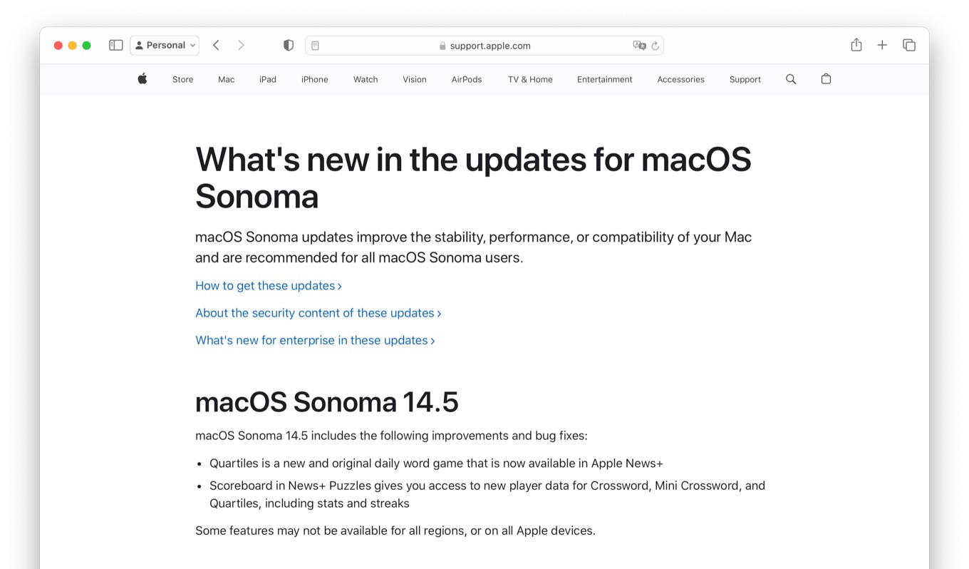 What's new in the updates for macOS Sonoma 14 5